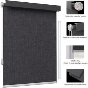 Corded No-Drill Blackout Roller Shade